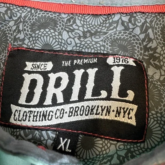 Drill Clothing Company Teal Short Sleeve Collar Button Up Shirt Sz XL Western - Picture 5 of 13